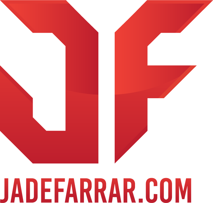 Jade Farrar.com logo with a sylised J and F with text underneath